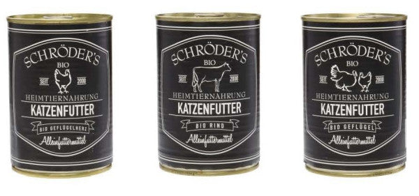 Mischkarton Katze 6 x 400g (2x400g Gefügel + 2x400g Rind+ 2x400g Geflügelherz)